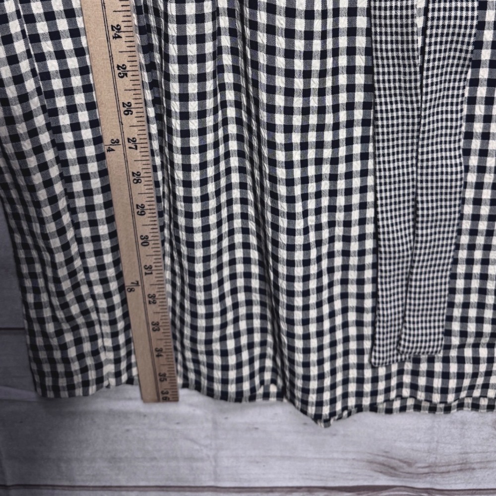 Vintage EXPO Gingham Maxi Dress Black Cream Short Sleeve Size 6 cottagecore - Picture 6 of 7